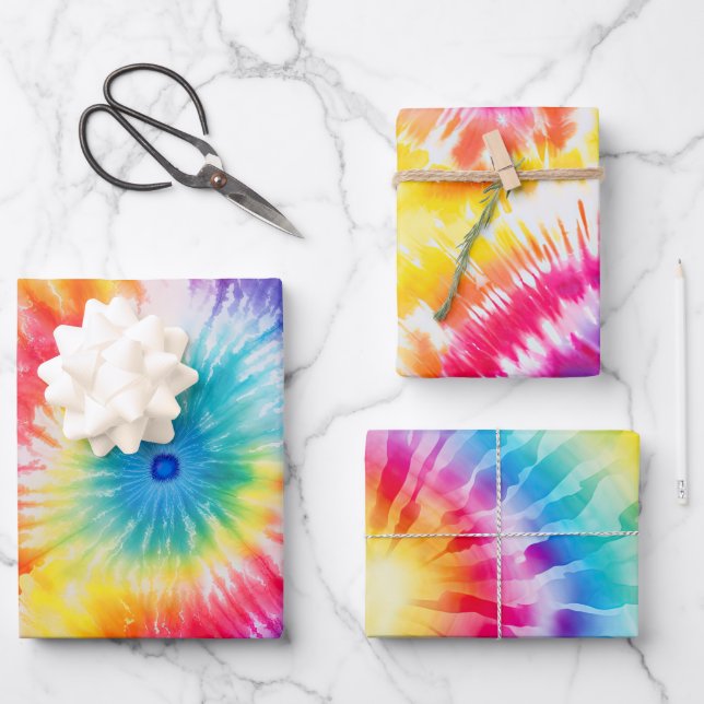 Cool Tie Dye Sun Burst Wrapping Paper Sheets (Front)