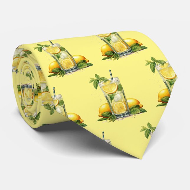 Cool tied lemonade pattern  neck tie (Rolled)