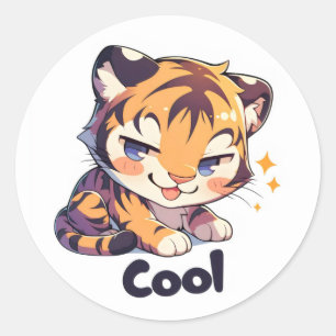 Cool Tiger Anime Classic Round Sticker