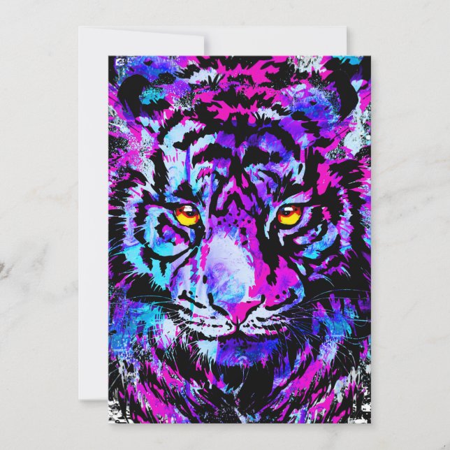 Cool Tiger Artwork - Wildlife BigCat - Tiger Invitation (Front)