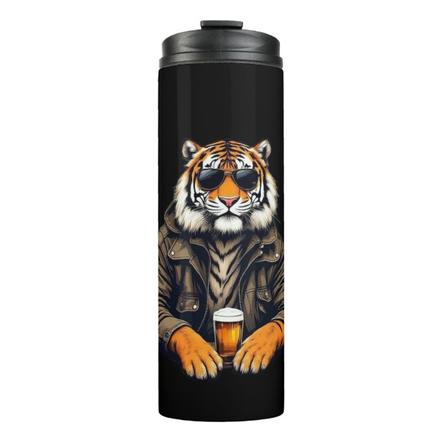 Cool Tiger Beer Glass - Unique Animal Design Drink Thermal Tumbler (Front)