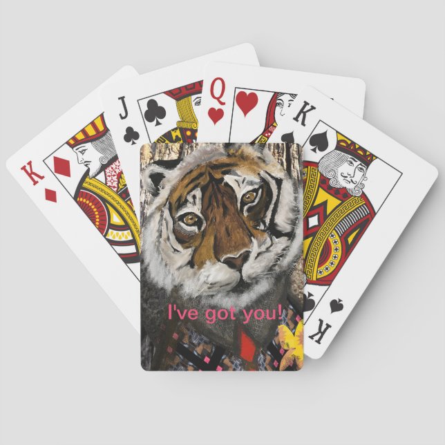 Cool Tiger, Editable Text  Poker Cards (Back)