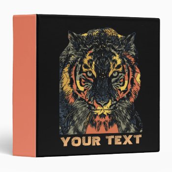 Cool Tiger Face Art Add Your Own Text 3 Ring Binder by LouiseBDesigns at Zazzle