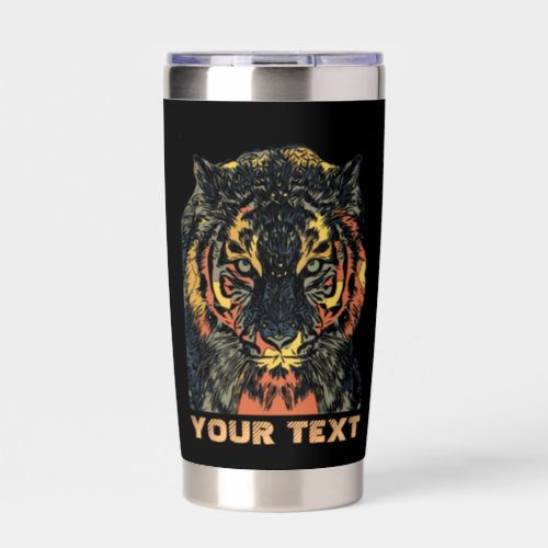 Cool Tiger Face Art Add Your Own Text Insulated Tumbler