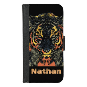Cool Tiger Face Art Add Your Own Text iPhone 8/7 Wallet Case