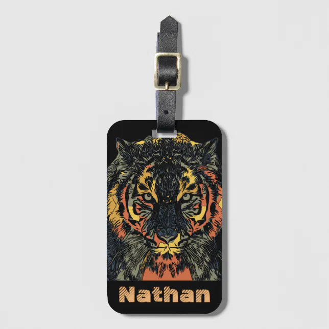 Cool Tiger Face Art Add Your Own Text Luggage Tag Zazzle