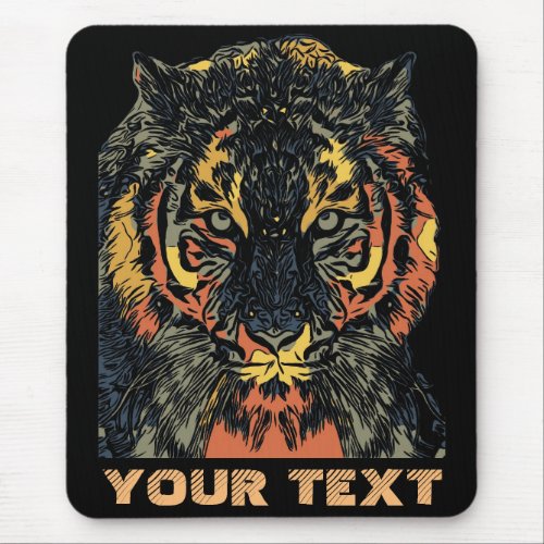 Cool Tiger Face Art Add Your Own Text Mouse Pad