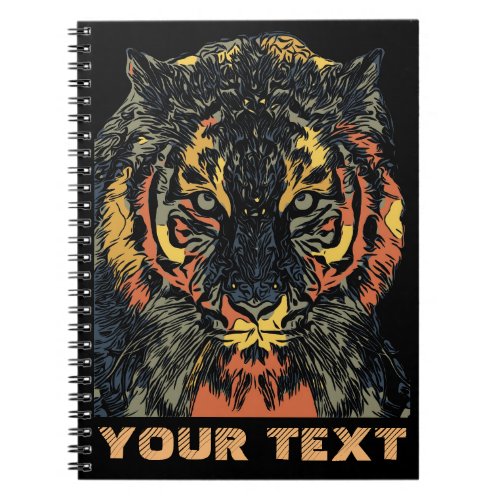 Cool Tiger Face Art Add Your Own Text Notebook