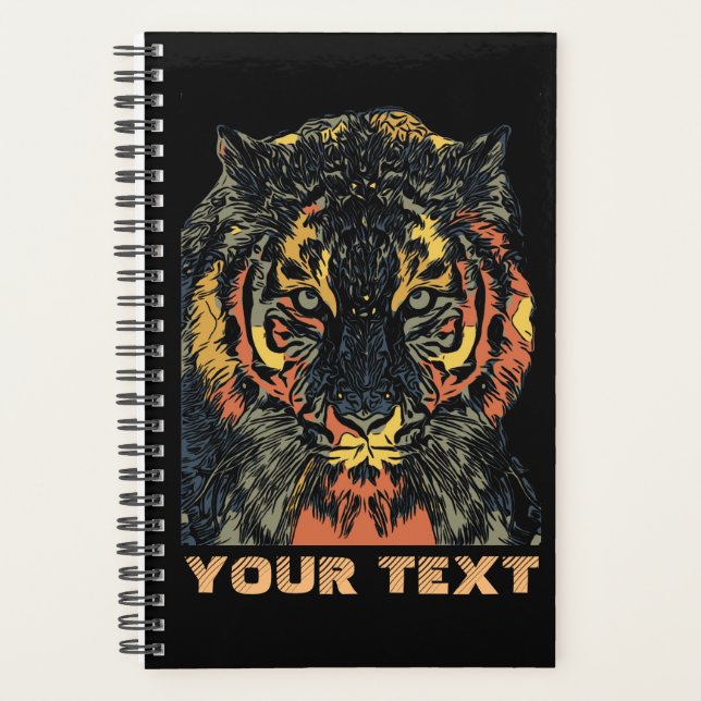 Cool Tiger Face Art Add Your Own Text Planner (Front)