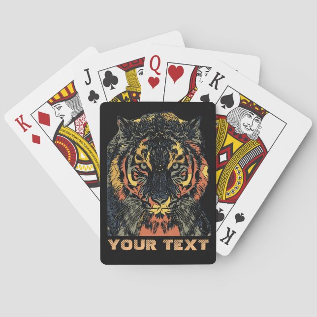 Cool Tiger Face Art Add Your Own Text Poker Cards (Back)