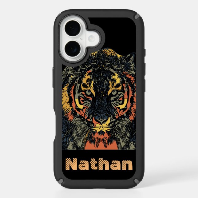 Cool Tiger Face Art Add Your Own Text  Speck iPhone Case (Front)