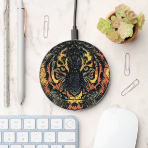 Cool Tiger Face Art Wireless Charger