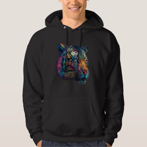 Cool Tiger Face Colorful Wildlife Animal Hoodie