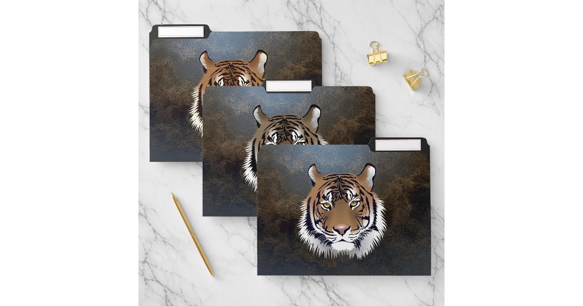 Cool Tiger Head, Leather Look File Folder | Zazzle