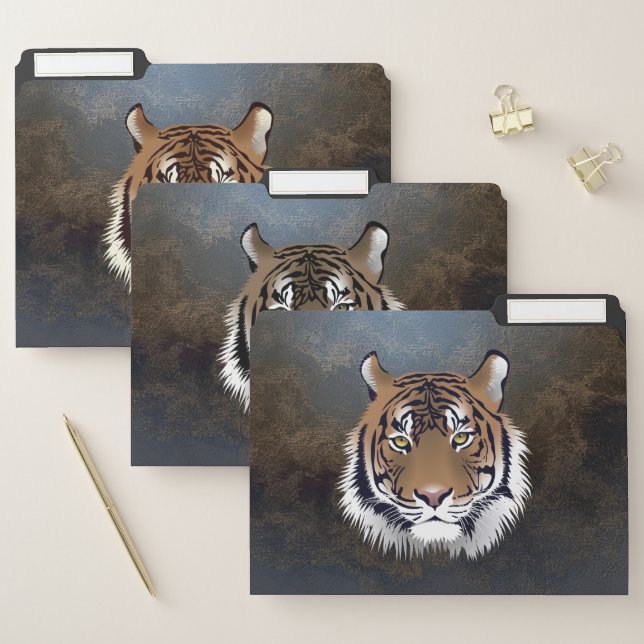 Cool Tiger Head, Leather Look File Folder (Set)