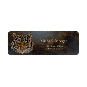 Cool Tiger Head, Leather Look Label