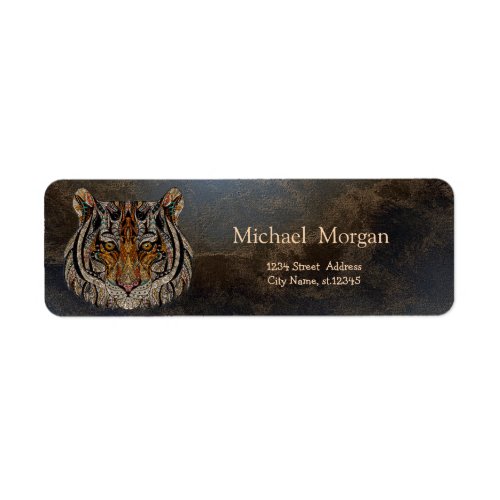 Cool Tiger Head Leather Look Label