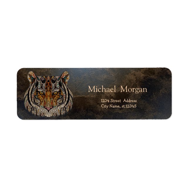 Cool Tiger Head, Leather Look Label (Front)