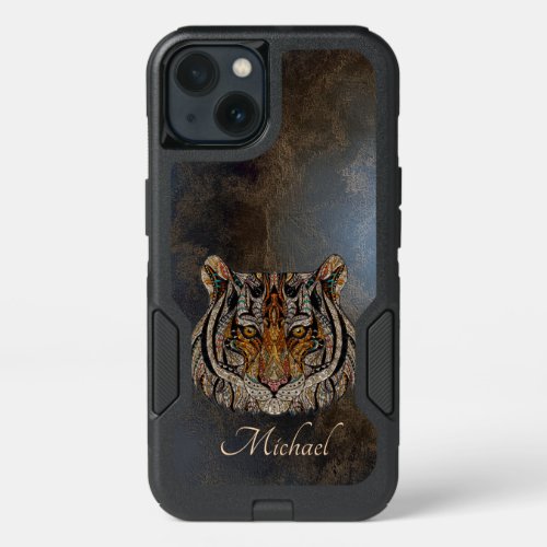 Cool Tiger Head Leather  iPhone 13 Case