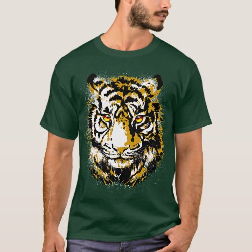 Cool Tiger Head Realistic Tiger Eyes T_Shirt