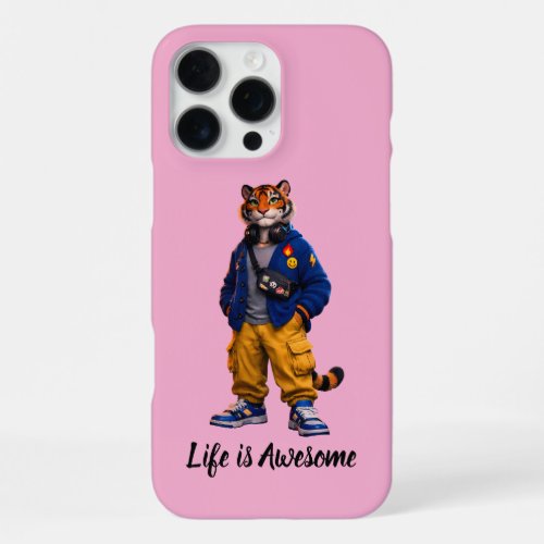 Cool Tiger in Streetwear Art - Urban Style Tiger iPhone 16 Pro Max Case