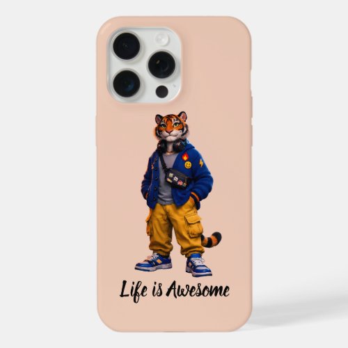 Cool Tiger in Streetwear Art - Urban Style Tiger iPhone 15 Pro Max Case