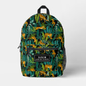 Cool Tiger Jungle Animal, Personalized Name Text Printed Backpack (Front)