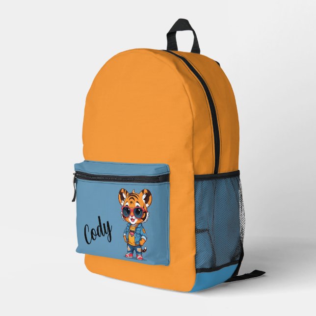 Cool Tiger Personalized  Printed Backpack (Back Corner Right)