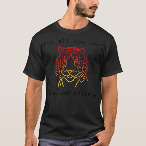 Cool Tiger Red Line Drawing T_Shirt