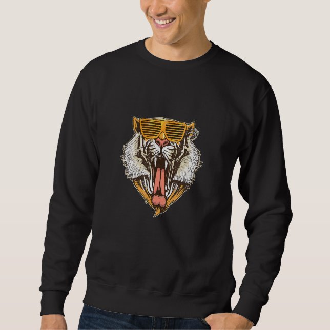 Cool Tiger Striped Sunglasses Tiger Boy Sweatshirt (Front)