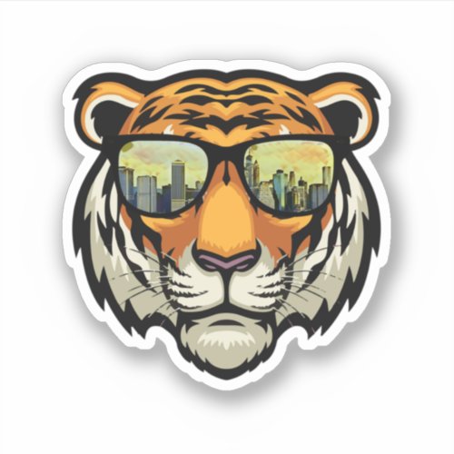 Cool Tiger Sunglasses Face Bengal Growling Mouth C Sticker