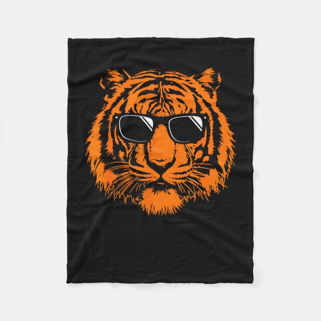Cool Tiger Sunglasses Graphic Wild Animal Design Fleece Blanket (Front)