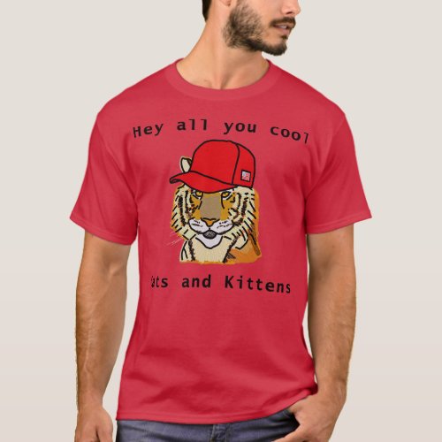 Cool Tiger Wearing Red Hat Memes T_Shirt