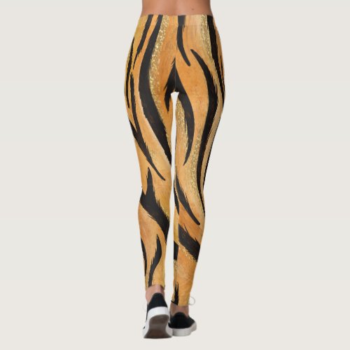 Cool Tiger Wild Cat Animal Print Boss Girl BFF Leggings
