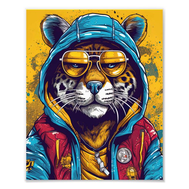 Cool Tiger With Sunglasses Photo Print (Front)