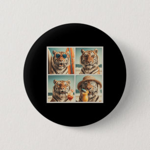 Cool Tigers With Sungles Animal Vacation Beach Sum Button
