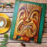 Cool Tiki Time Fun Retro Vintage Hawaii Tropical Jigsaw Puzzle<br><div class="desc">Somewhere in the world it’s always “tiki time” and you know what that means. Surround yourself with good vibes whenever work on this cute, fun, cool, fierce, retro Hawaiian wooden tiki face photo jigsaw puzzle. You can even replace the text in the template field to personalize with the name of...</div>