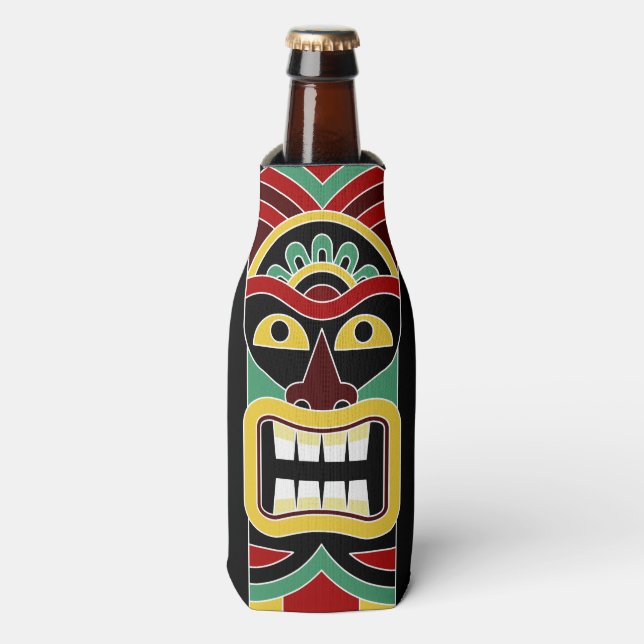 Cool Tiki Totem custom name bottle cooler (Bottle Front)