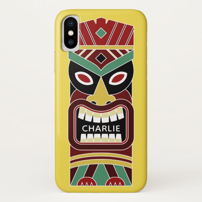 Cool Tiki Totem custom name & color phone cases (Back)