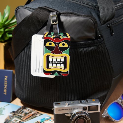 Cool Tiki Totem custom name Luggage Tag