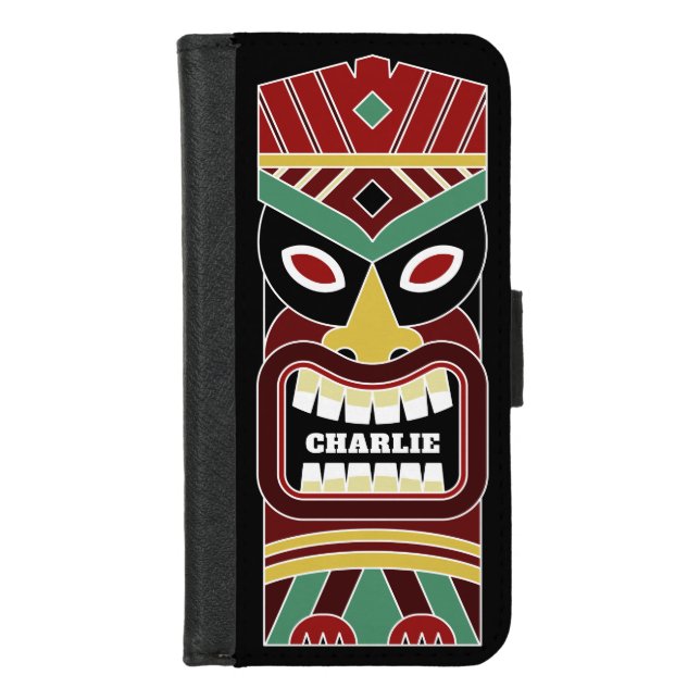 Cool Tiki Totem custom name phone wallets (Front)