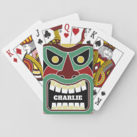 Cool Tiki Totem custom name playing cards