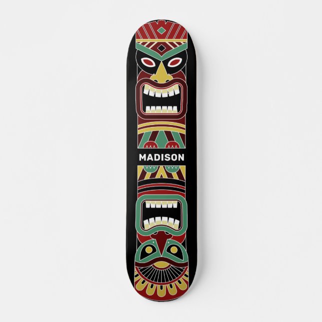 Cool Tiki Totem custom name Skateboard (Front)