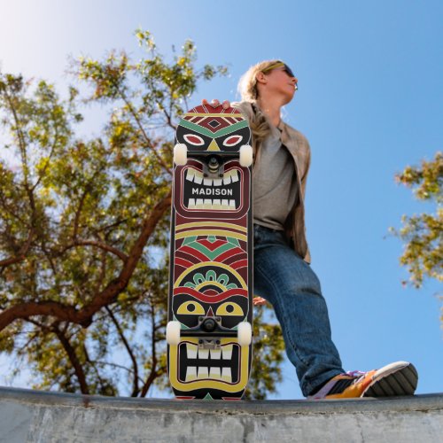 Cool Tiki Totem custom name Skateboard