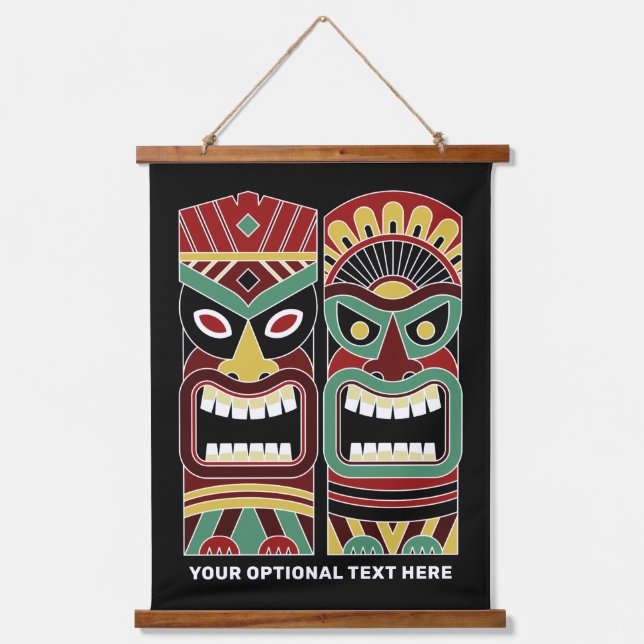 Cool Tiki Totem custom text Hanging Tapestry (Front)