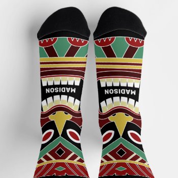 Cool Tiki Totems Custom Name Socks by PizzaRiia at Zazzle