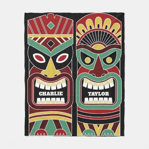 Cool Tiki Totems custom names fleece blankets