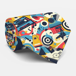 Cool tiled 80s music pattern neck tie