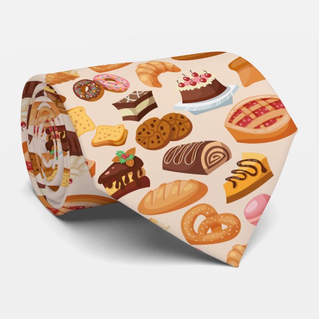 cool tiled bakery pattern  neck tie (Rolled)