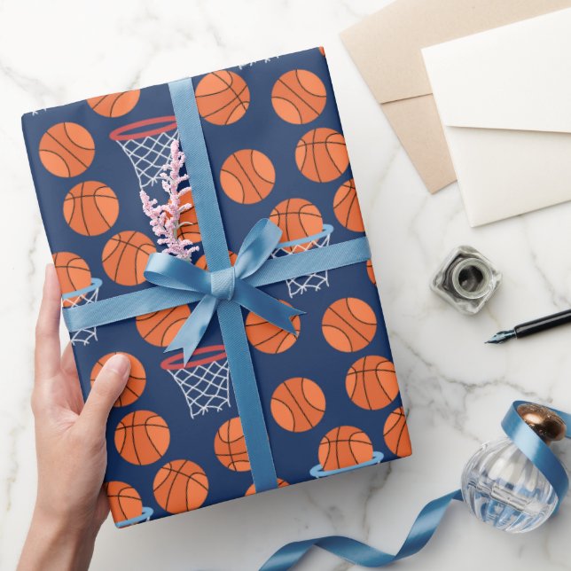 cool tiled basketball sports pattern party wrapping paper (Gifting)